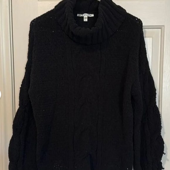NWT Seven7 Chenille Turtleneck Sweater Black - Picture 1 of 5